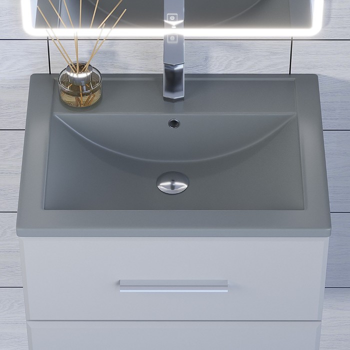 фото Раковина uperwood foster quartz, кварцевая, 60 см, серая матовая, бетон