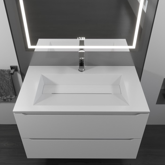 фото Тумба с раковиной uperwood next 80 см, подвесная, белая матовая