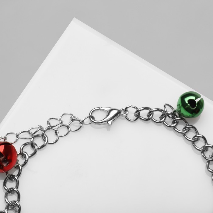 фото Браслет "бубенцы" на цепочке, цвет красно-зелёный в серебре queen fair