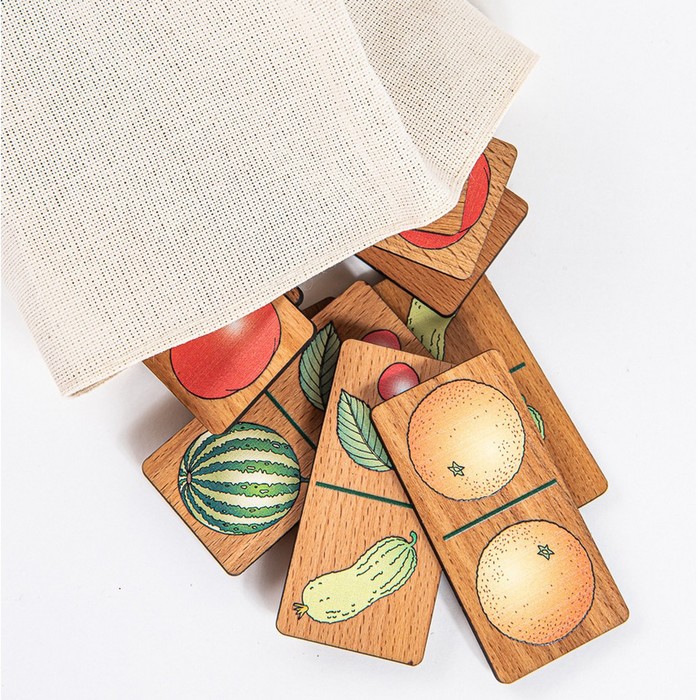 фото Детское домино "фрукты-овощи" в мешочке (хлопок) zartoy