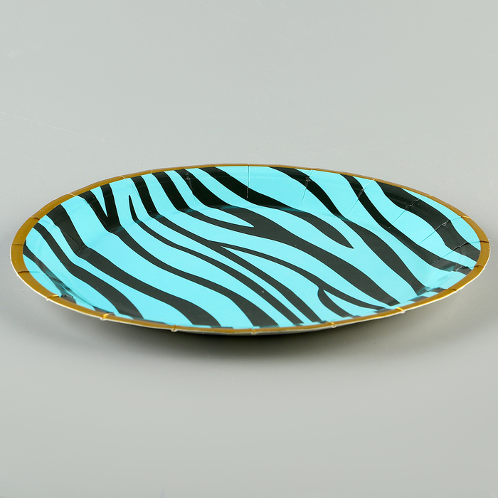 фото Тарелки бумажные «полоски», 6 шт, цвет синий страна карнавалия