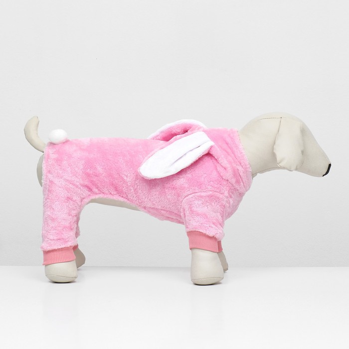 фото Комбинезон "зайка" с капюшоном, размер m (дс 30 см, ог 40 см, ош 30 см), розовый