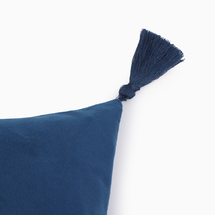 фото Чехол на подушку 2шт. с кисточками этель цвет синий, 45х45 см, 100% п/э, велюр