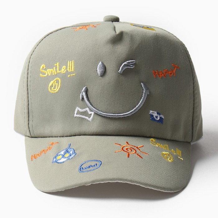 фото Кепка детская minaku "смайл", цв. зеленый, р-р 44-46