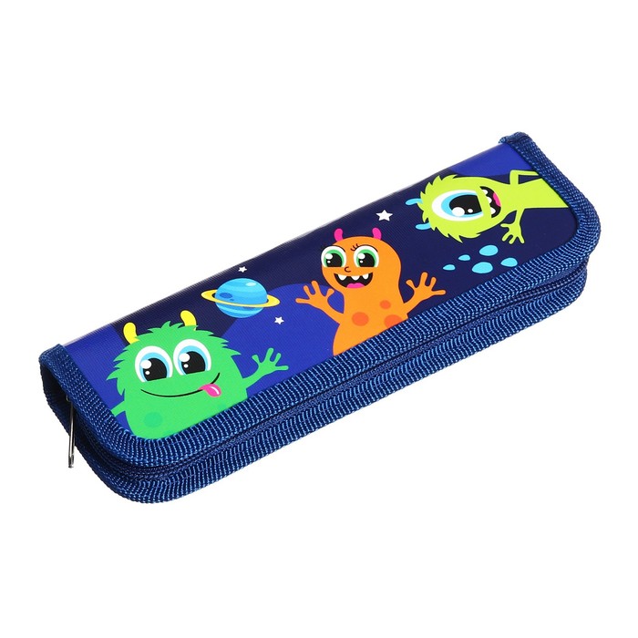 фото Пенал 1 секция, 55 х 205 х 25 мм, calligrata "монстры", ламинированный картон