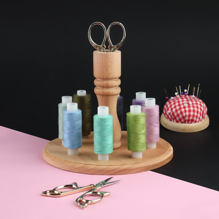 фото Органайзер-стойка для ниток, деревянная, 8 катушек, h = 13 см, d = 16 см