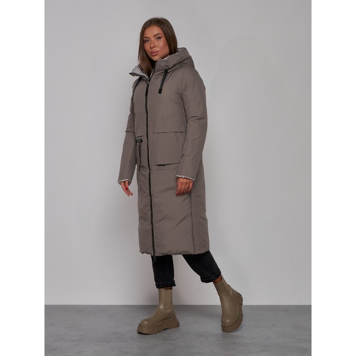 фото Пальто утепленное двухстороннее женское, размер 48, цвет коричневый mtforce