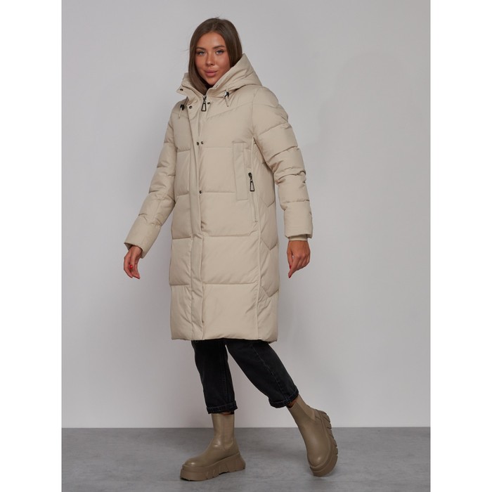 фото Пальто утепленное зимнее женское, размер 50, цвет бежевый mtforce