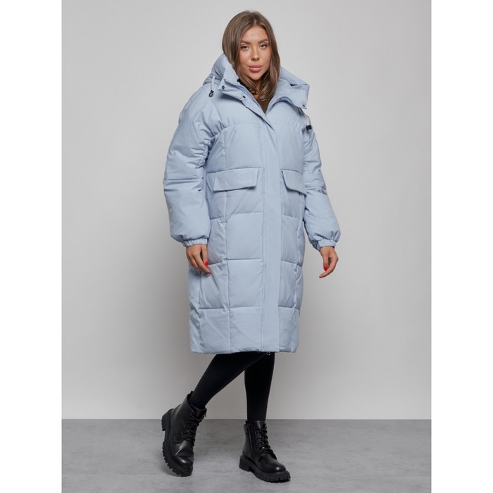 фото Пальто утепленное зимнее женское, размер 50, цвет голубой mtforce