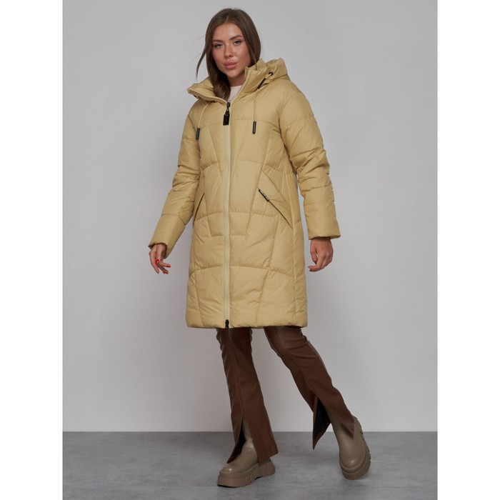 фото Пальто утепленное зимнее женское, размер 50, цвет горчичный mtforce