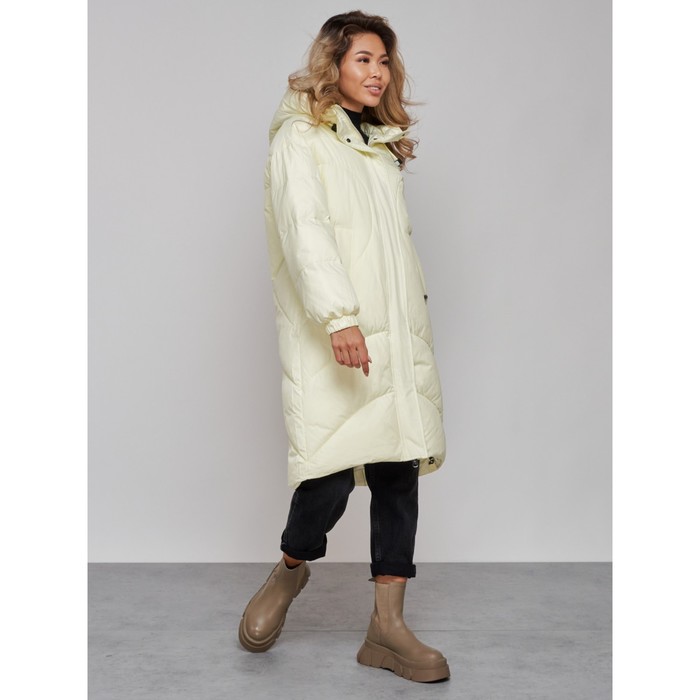 фото Пальто утепленное зимнее женское, размер 44, цвет светло-жёлтый mtforce
