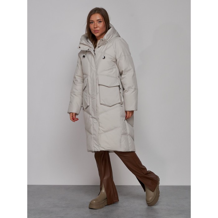 фото Пальто утепленное зимнее женское, размер 42, цвет светло-серый mtforce