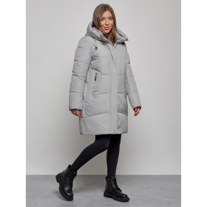 фото Пальто утепленное зимнее женское, размер 54, цвет серый mtforce