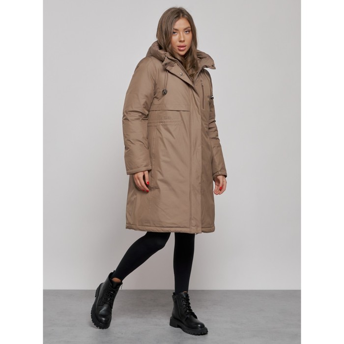 фото Пальто утепленное зимнее женское, размер 42, цвет коричневый mtforce