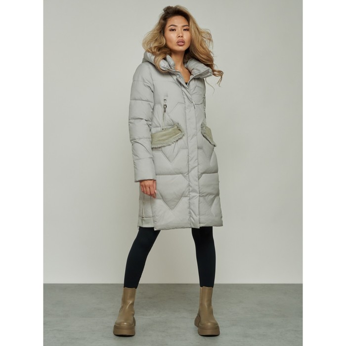 фото Пальто утепленное зимнее женское, размер 50, цвет серый mtforce
