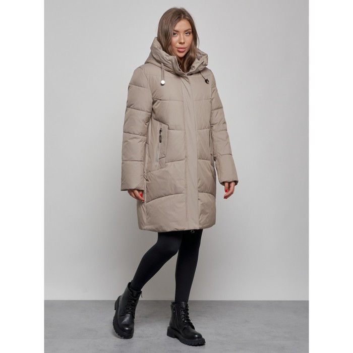 фото Пальто утепленное зимнее женское, размер 56, цвет бежевый mtforce