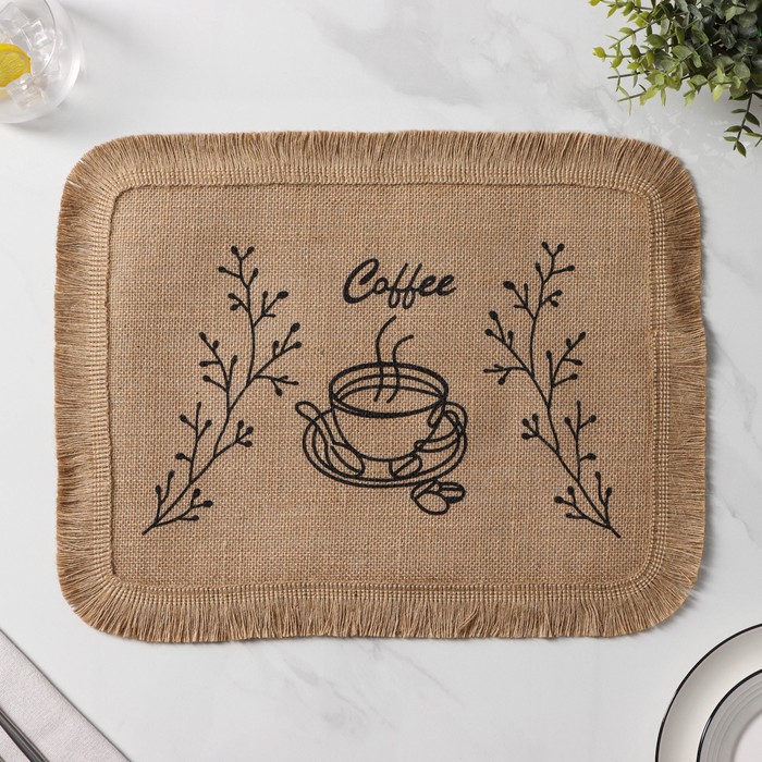 фото Салфетка сервировочная на стол доляна coffee, 40×30 см, цвет бежевый