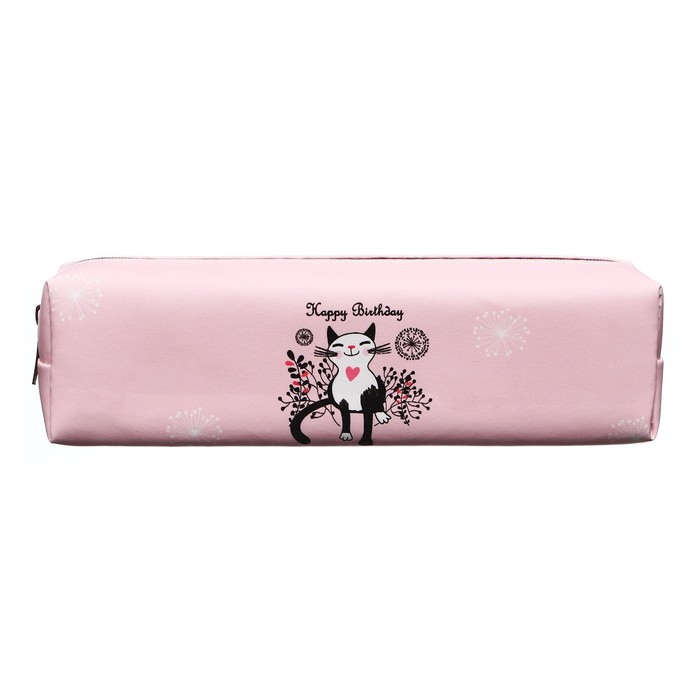 фото Пенал школьный "зверьки", на молнии, розовый