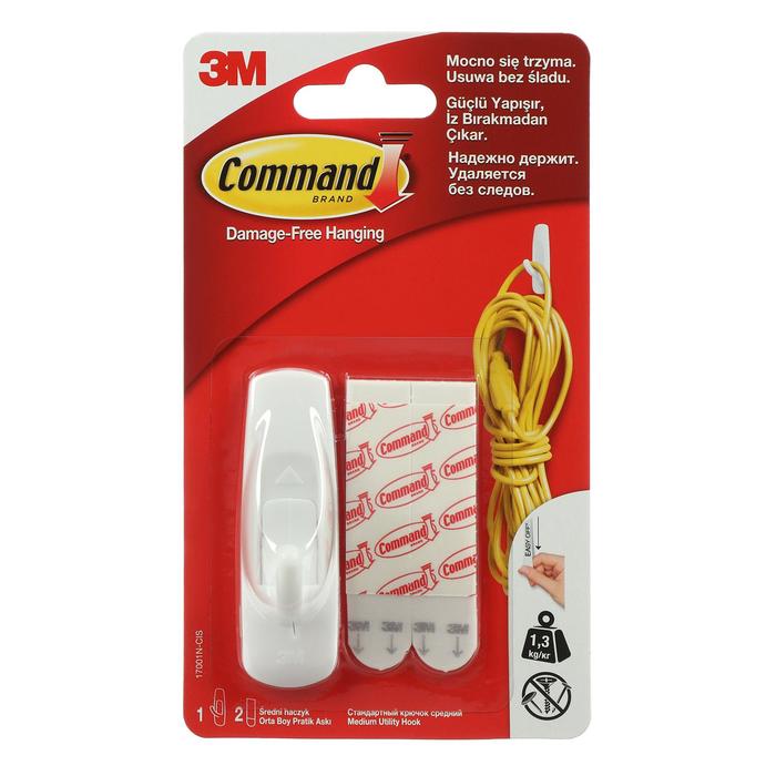 Легкоудаляемый крючок Command, средний, 1 шт
Легкоудаляемый крючок Command, средний, 1 шт