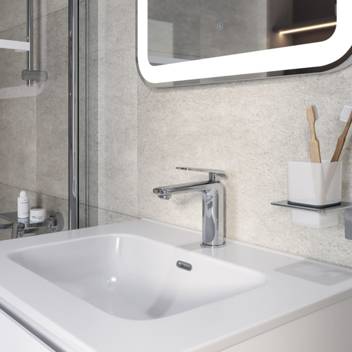 фото Смеситель для раковины iddis dash dassb00i01, однозахватный, ручка-слайдер, хром