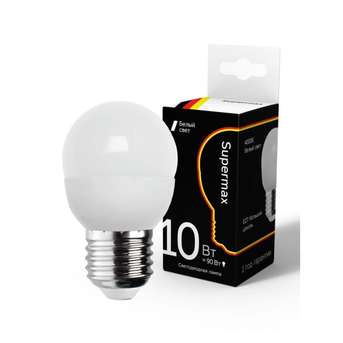 Лампа светодиодная Supermax 10Вт шар 45мм E27 230В 4000К КОСМОС Sup_LED10WGL45E2740
Лампа светодиодная Supermax 10Вт шар 45мм E27 230В 4000К КОСМОС Sup_LED10WGL45E2740