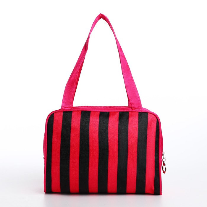 фото Косметичка на молнии, цвет чёрный/малиновый