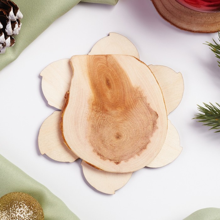 фото Подставка под горячее "снеговик", 12х12 см, микс дерева