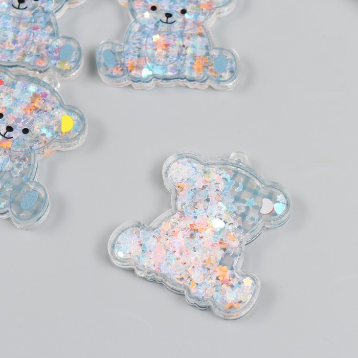 фото Шейкер для творчества акрил "медвежонок в клеточку" с глиттером 0,5х4,7х5 см арт узор