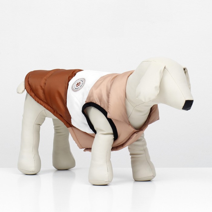 фото Куртка для собак "шоколад", размер m (дс 33, ог 46, ош 33), бежево-коричневая