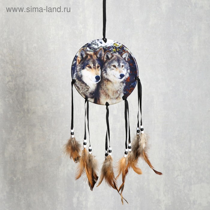 Ловец снов 174 "Парочка волков" круг d=16 см 
Ловец снов 174 "Парочка волков" круг d=16 см