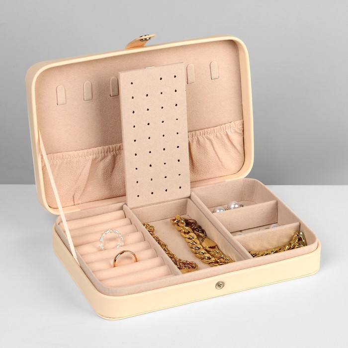 фото Органайзер для украшений "шкатулка портативная", 9 полос, 3 места, 14x21x4,5см, цвет белый queen fair