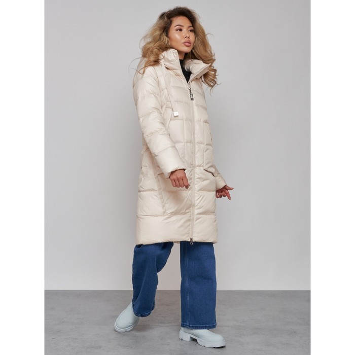 фото Пальто утепленное зимнее женское, размер 48, цвет светло-бежевый mtforce