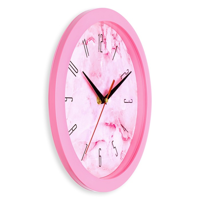 фото Часы настенные, интерьерные, "розовый мрамор", бесшумные, d-28 см соломон