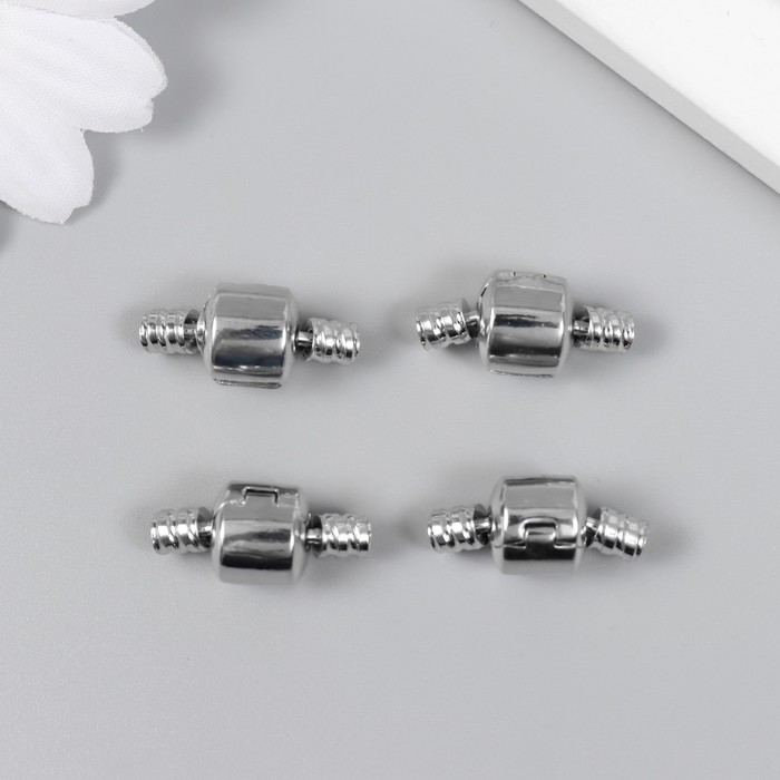 фото Замок металл для браслета с защёлкой, внешний d=0,4 см серебро арт узор