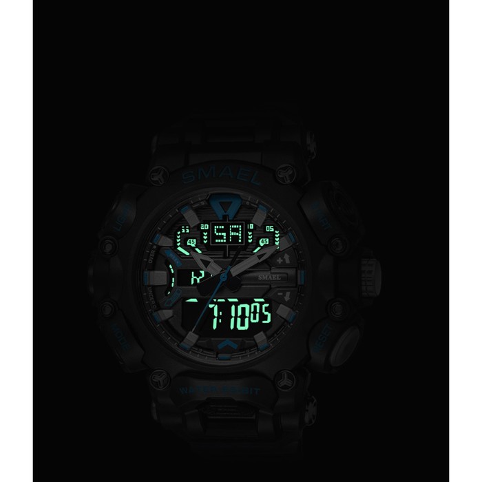 фото Часы наручные электронные, с будильником, d-6.1 см, ремешок l-26 см, 5 atm, черный ремешок