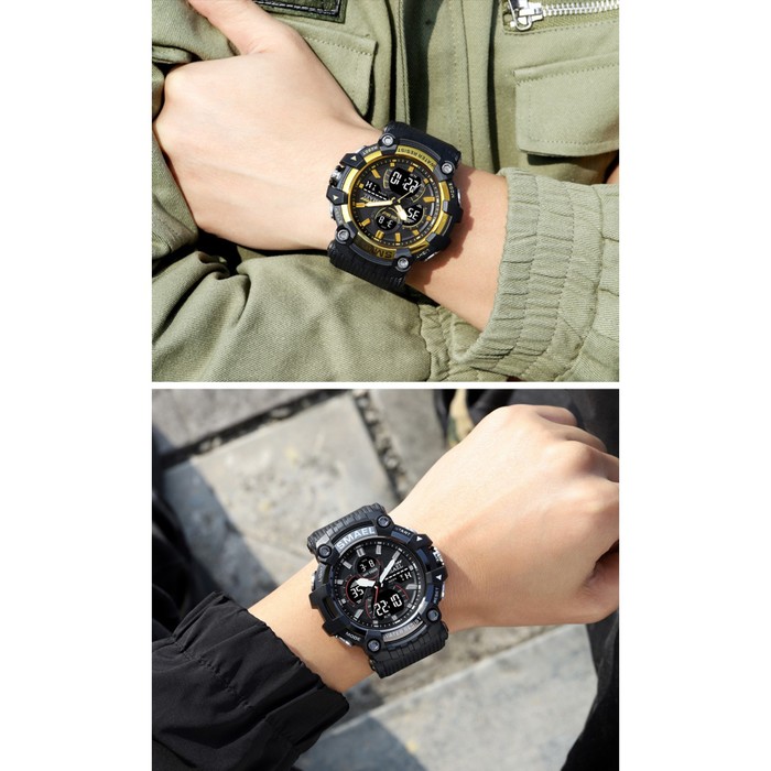 фото Часы наручные электронные, с будильником, d-5.8 см, ремешок l-26 см, 5 atm, черный ремешок