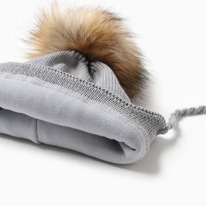 фото Шапка детская minaku с утеплителем, р-р 48-50, цвет серый