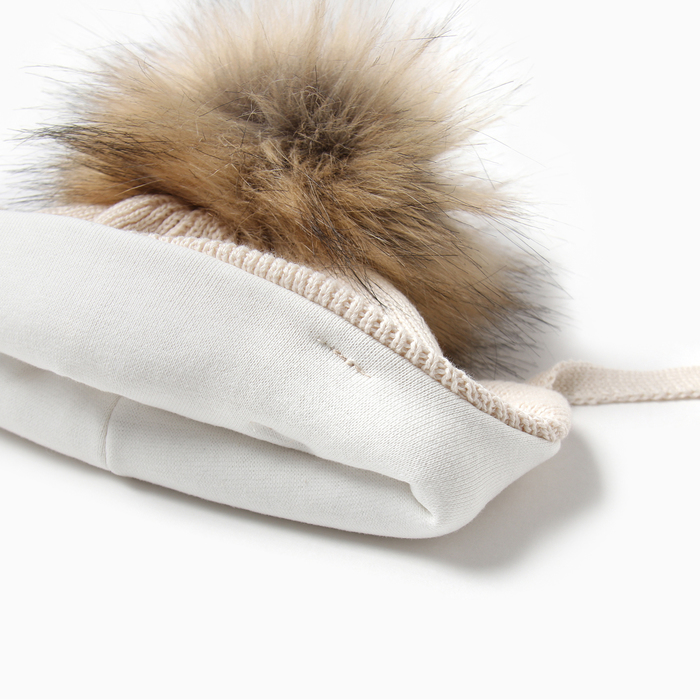 фото Шапка детская minaku с утеплителем, р-р 35-40, цвет молочный
