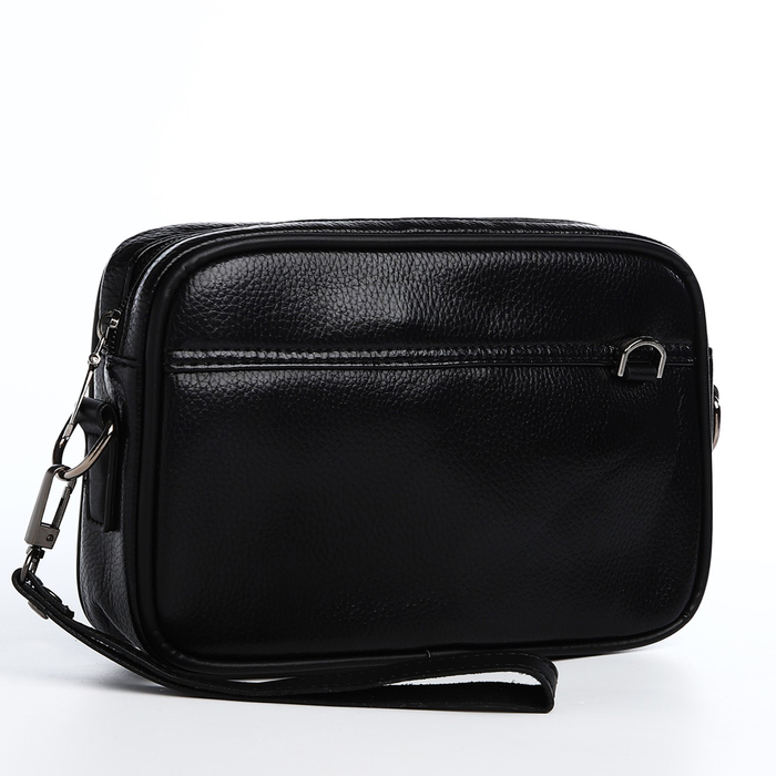 фото Сумка мужская через плечо, искусственная кожа, цвет чёрный