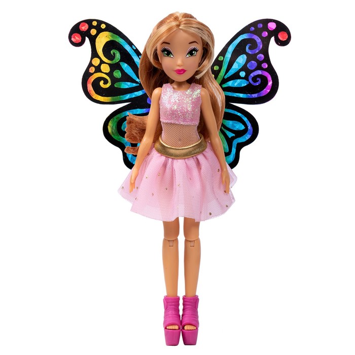 фото Шарнирная кукла winx club btw scratch art wings «флора», с крыльями для скретчинга, 24 см