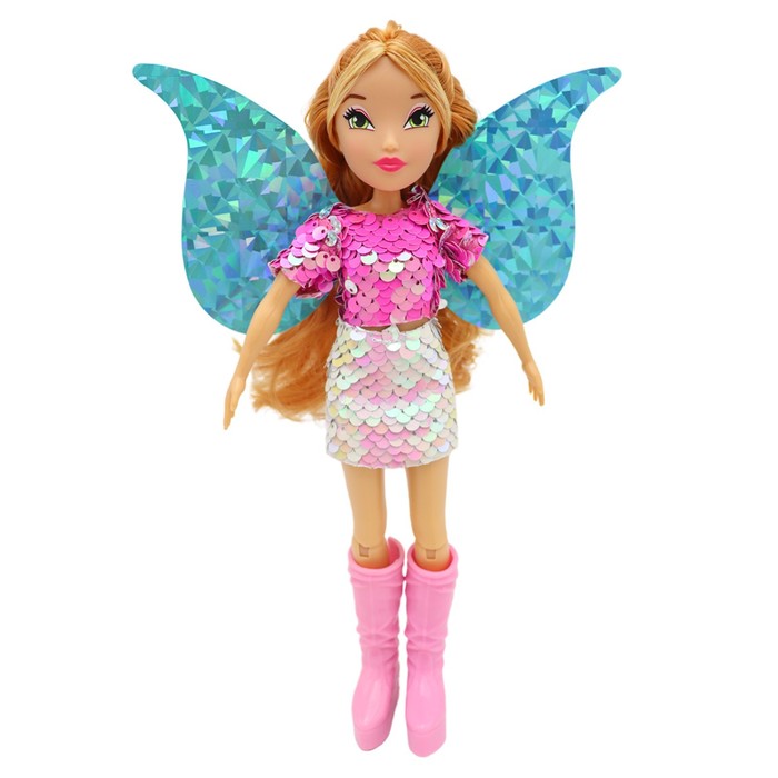 фото Шарнирная кукла winx club magic reveal «флора», с крыльями, 24 см