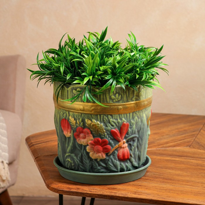 Горшок для цветов "Поляна", тёмно-зелёный, керамика, 6 л 
Горшок для цветов "Поляна", тёмно-зелёный, керамика, 6 л