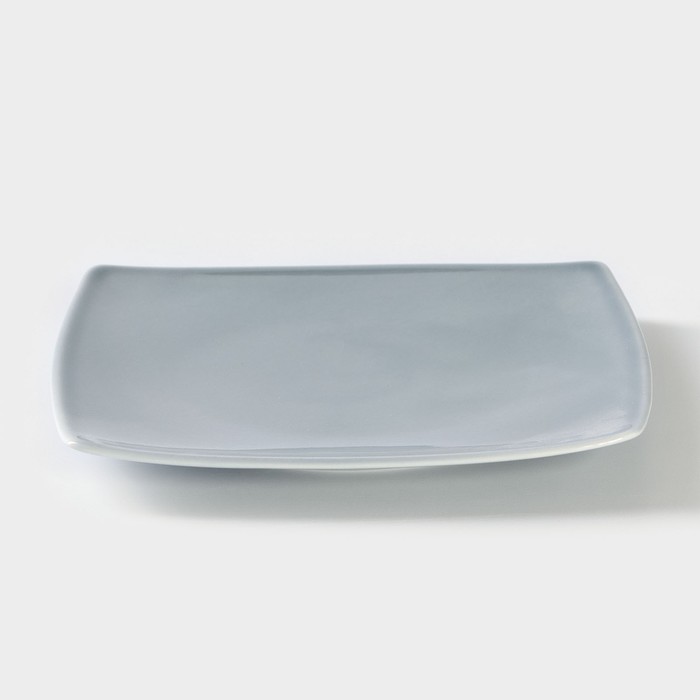 фото Тарелка квадратная фарфоровая «акварель», 19×19 см, цвет серый башкирский фарфор