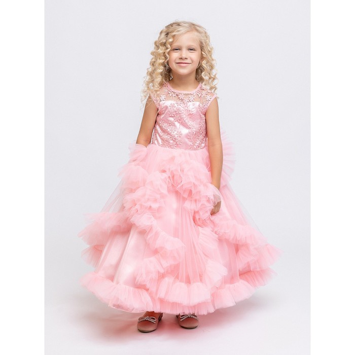 фото Платье для девочки, рост 110 см, цвет персиковый batik