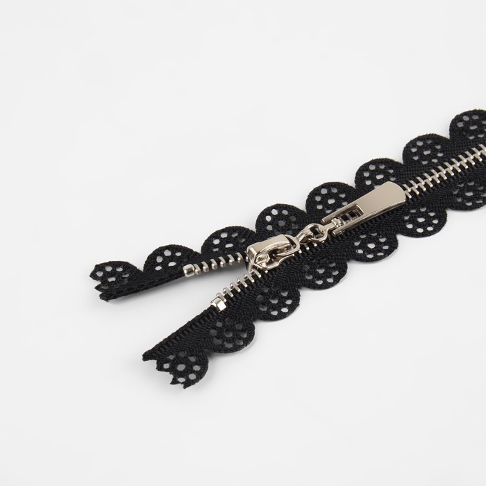 фото Молния металлическая, №3, неразъёмная, замок автомат, 30 см, цвет чёрный/никель