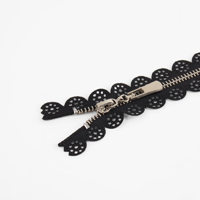 фото Молния металлическая, №3, неразъёмная, замок автомат, 60 см, цвет чёрный/никель