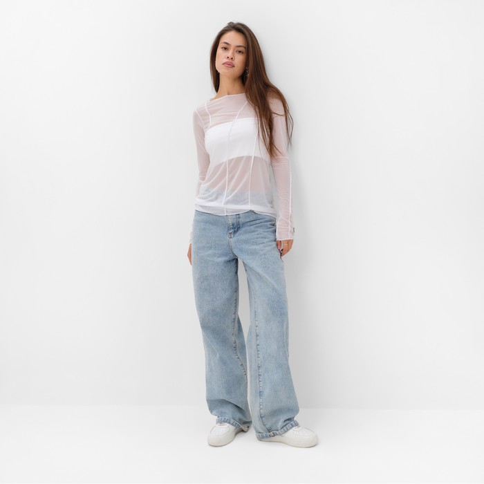 фото Джемпер (лонгслив) сетка женский mist, размер 48, белый