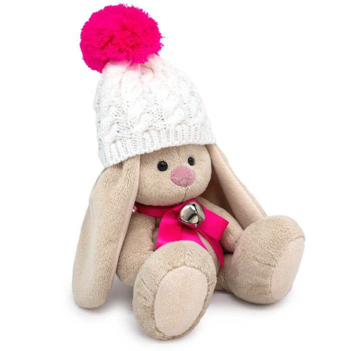 фото Мягкая игрушка «зайка ми», в белой шапке с помпоном, 18 см