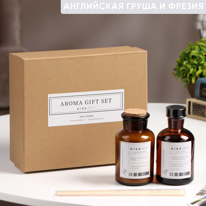 Набор подарочный: диффузор 120 мл, свеча ароматическая, 120 гр, Английская груша и фрезия
Набор подарочный: диффузор 120 мл, свеча ароматическая, 120 гр, Английская груша и фрезия