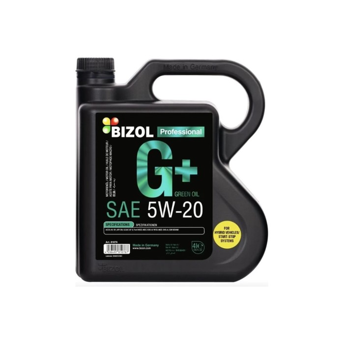 фото Масло моторное bizol green oil+ 5w-20 sn a1/b1 gf-5, синтетическое, 4 л
